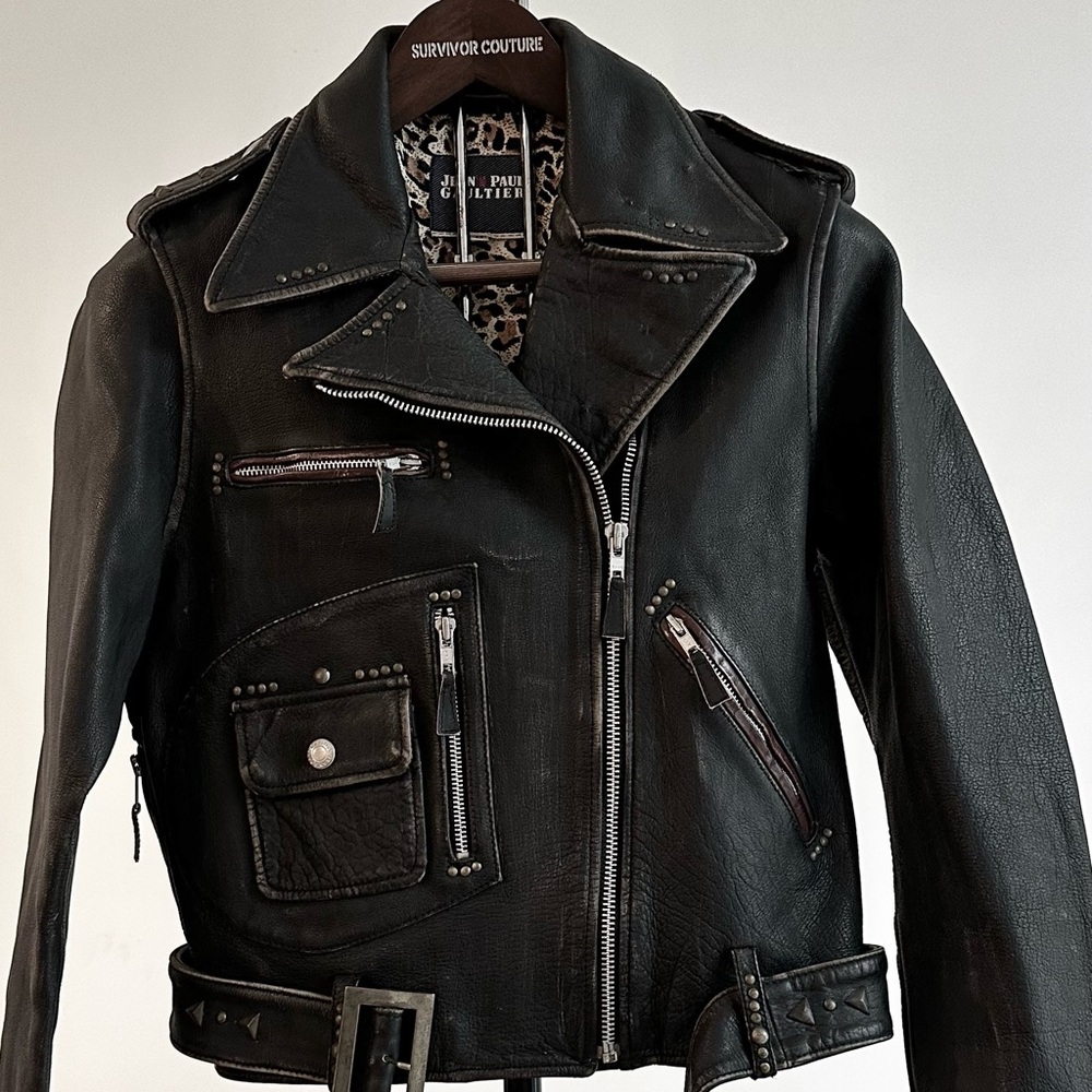 Jean Paul Gaultier Black Leather Motorcycle Jacket